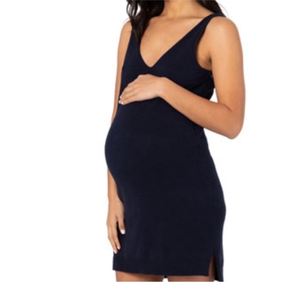 Elegant Blue Sleeveless Legoe Heritage Knit Maternity Dress Size 4-6 Maternity - Picture 7 of 10